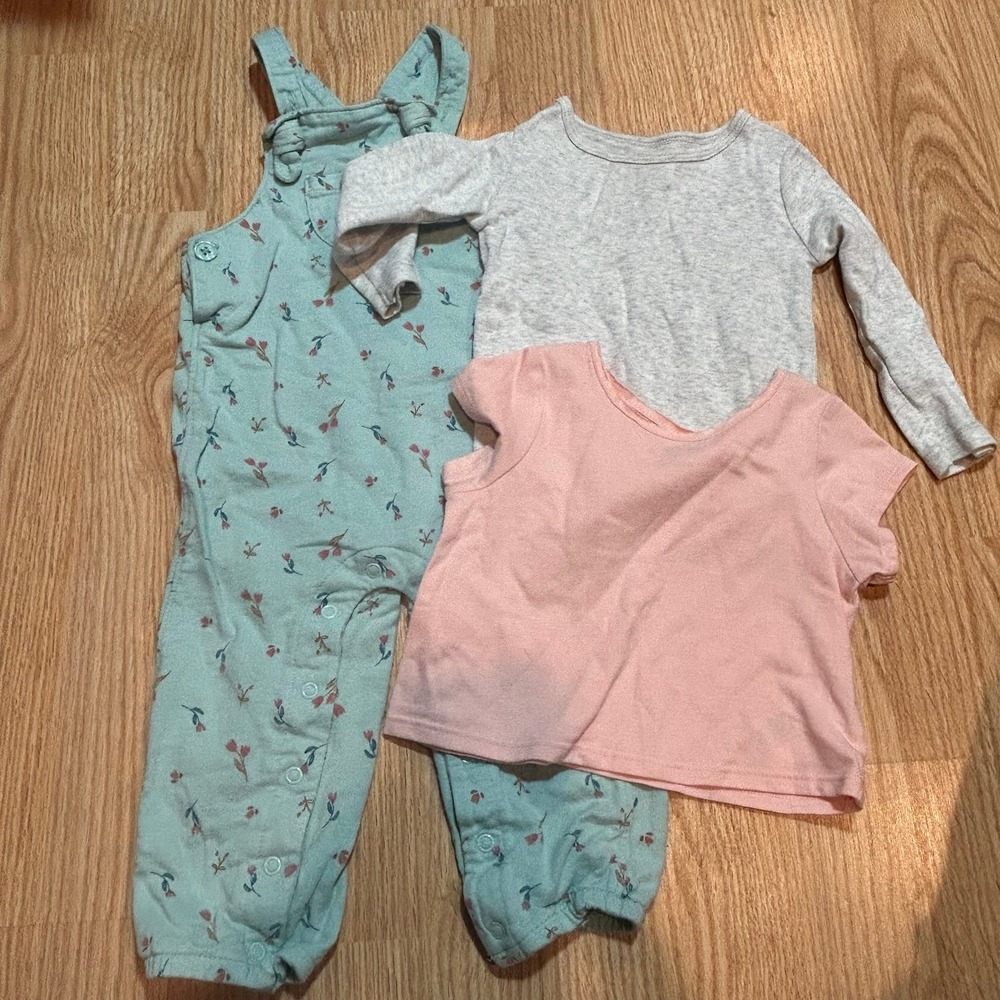 Just One You Baby Outfit Set Floral Overalls Top‎ 18M